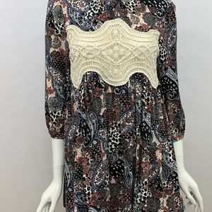 Wishlist Dress Womens Medium Babydoll Boho Paisley
